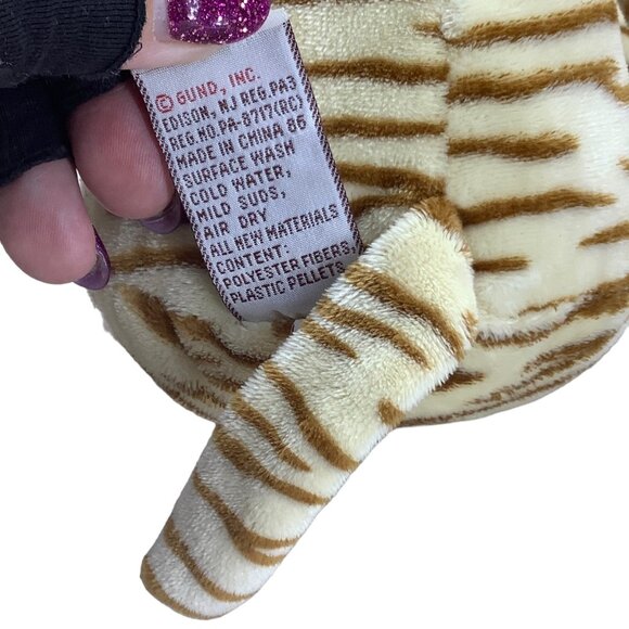 Gund Porter the Tiger Wild Cat Striped Pellet Filled Plush Stuffed Animal Toy - Picture 5 of 6